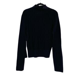 COS XS Mock Neck Sweater Black Batwing Flap Sleeves 100% Wool Avant Garde